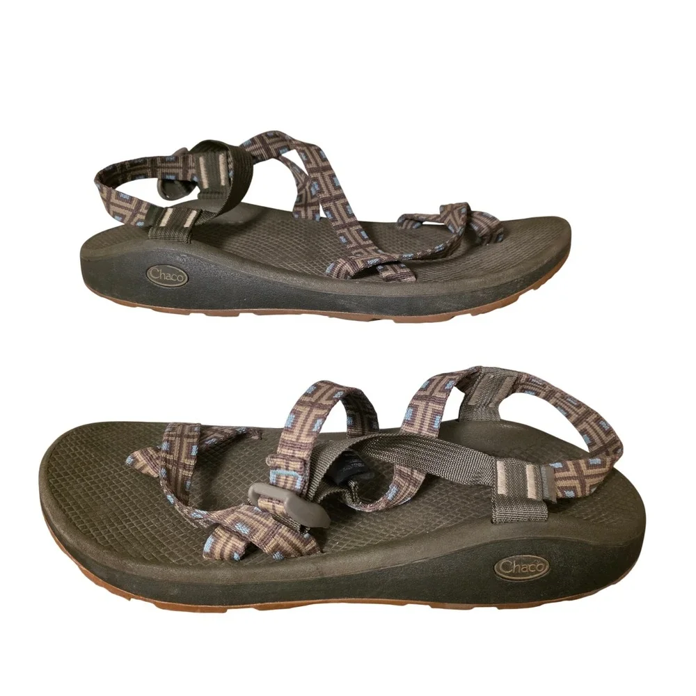 Chaco‎ Z2 Classic Mens Sandals Size 14 Brown Blue Geometric Straps Toe Loop